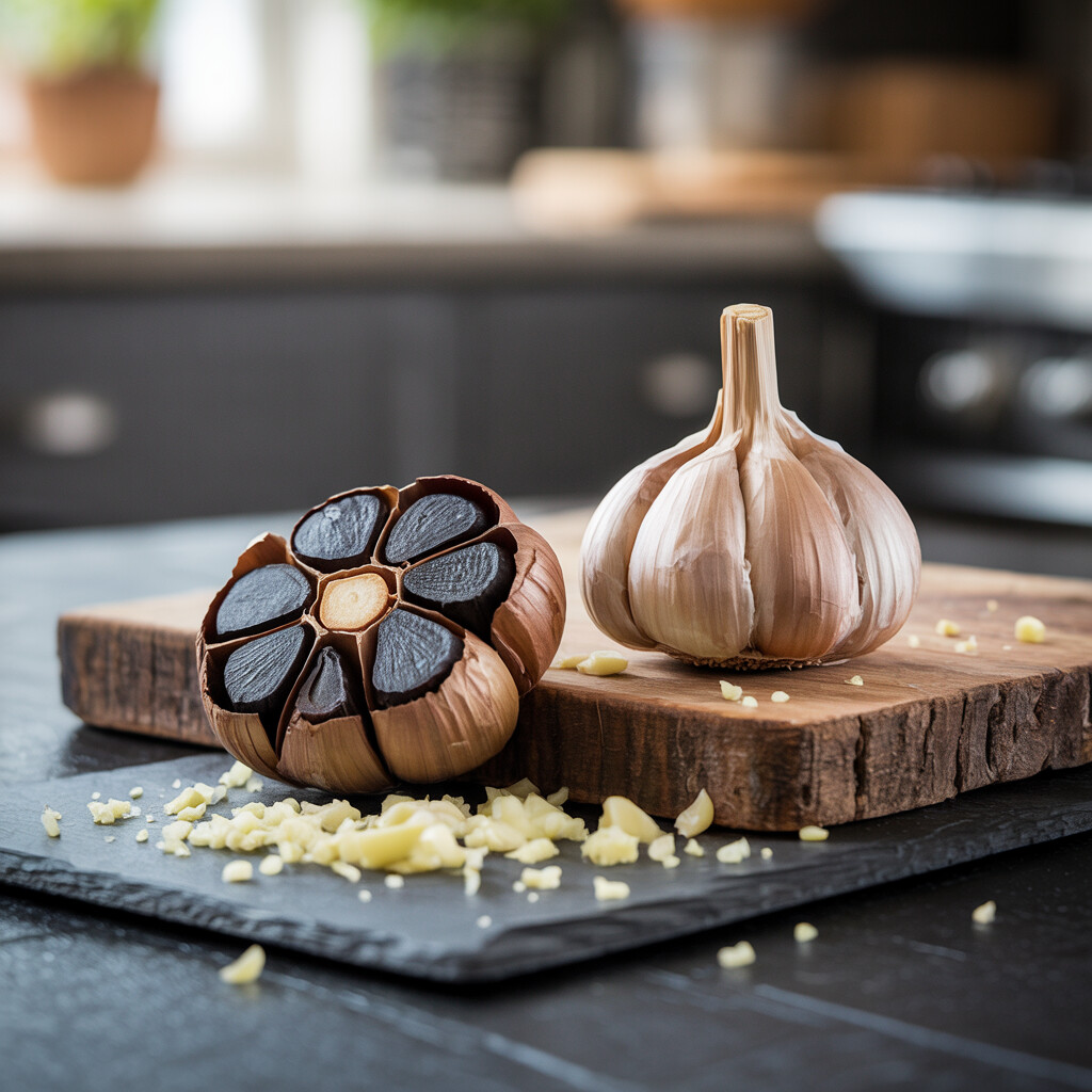 Flavor and Texture Comparison in Black Garlic Production Versus Regular Garlic