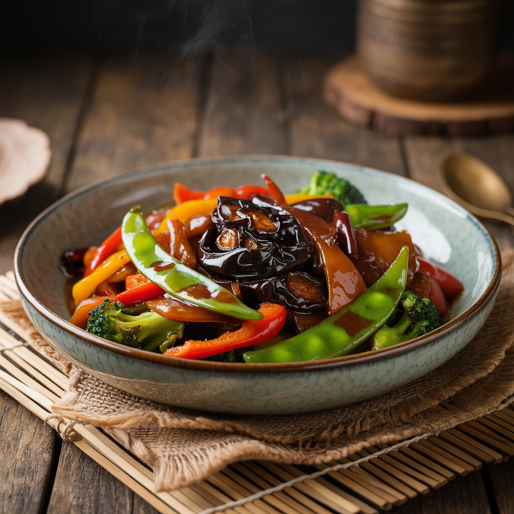 Discover the Unique Flavor of Black Garlic Stir-Fries with Fresh Vegetables and Tender Meat